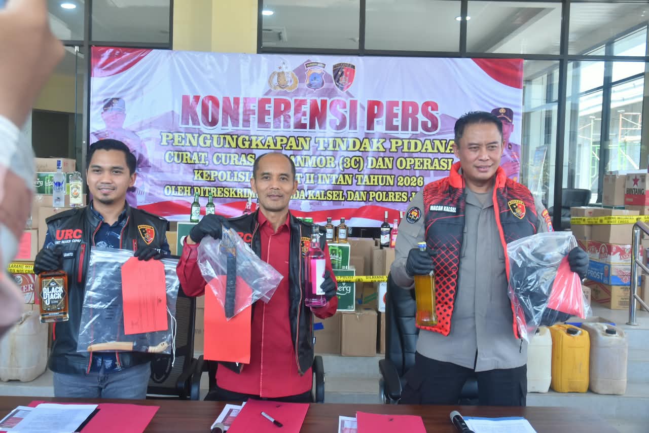126 Pelaku Kejahatan Dibekuk, Operasi Sikat II Intan 2026 Polda Kalsel Sita Ratusan Barang Bukti